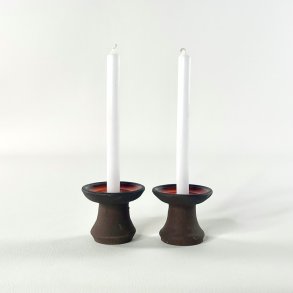 Duo af retro kertelysestager i keramik 