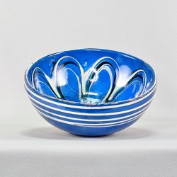 Keramik skl - bl med hvide striber