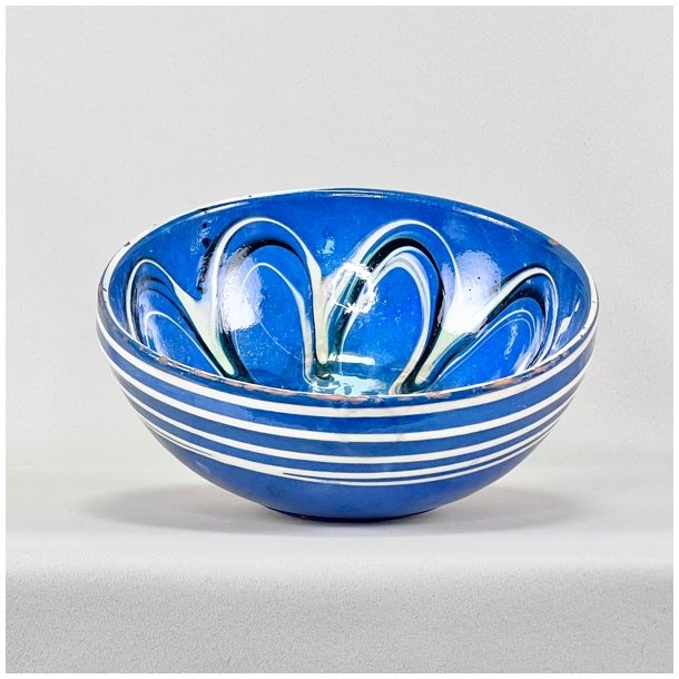 Keramik skl - bl med hvide striber