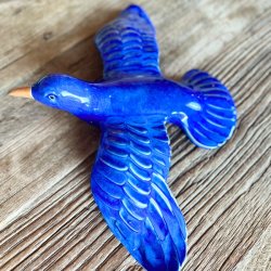Keramik fugl - bl til vgophng