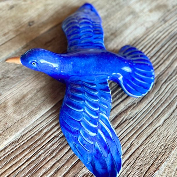 Keramik fugl - bl til vgophng