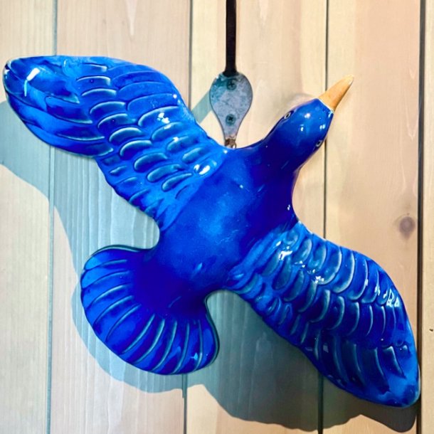 Keramik fugl - bl til vgophng