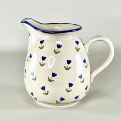 Kande - off white med bl blomster