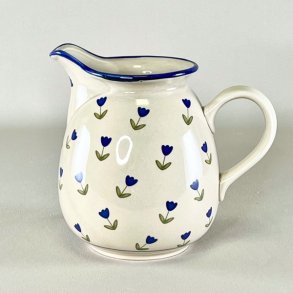 Kande - off white med bl blomster