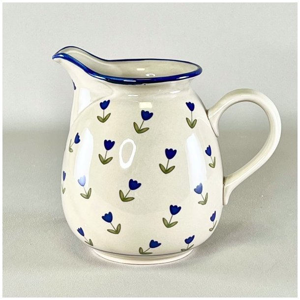 Kande - off white med bl blomster