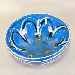 Keramik skl - bl med hvide striber