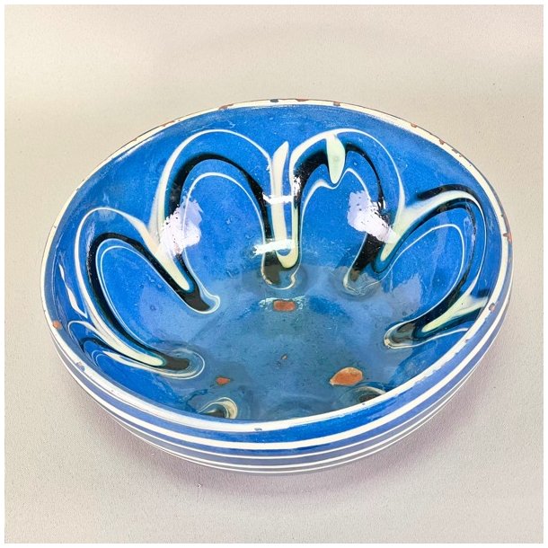 Keramik skl - bl med hvide striber