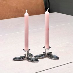 Bladformet lysestage i slv til kertelys