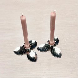 Bladformet lysestage i slv til kertelys