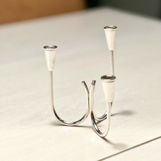 Lysestage i slvplet til 3 kertelys