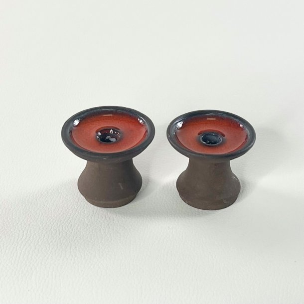 Duo af retro kertelysestager i keramik 