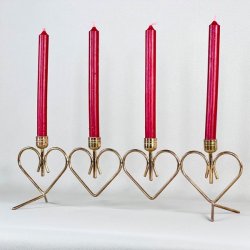 Lysestage t/kertelys, messing hjerte