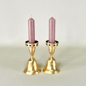 Messing lysestage - klokke (omvendt hjerte)