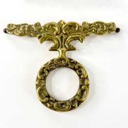 Klokke med rosette og klokkestreng - messing