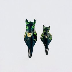 Knage - hestehoved i messing m/grnt