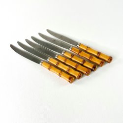 Knive (6 stk samlet) - smalle m/bambus, L17 cm