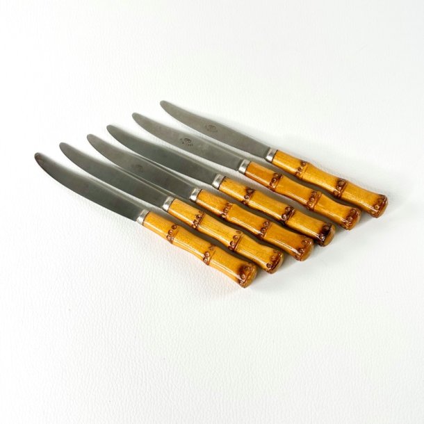 Knive (6 stk samlet) - smalle m/bambus, L17 cm