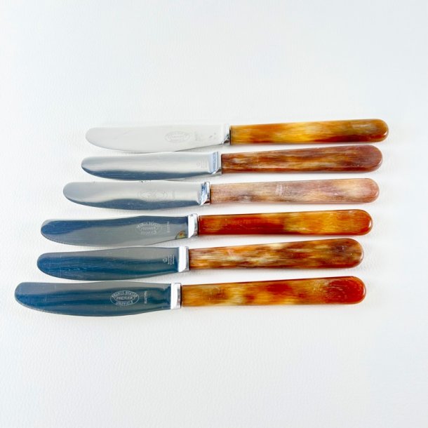 Knive (6 stk samlet) med smalt skaft - Raavad (2) + Sheffield (4) 