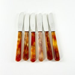 Knive (6 stk samlet) med smalt skaft - Raavad (2) + Sheffield (4) 