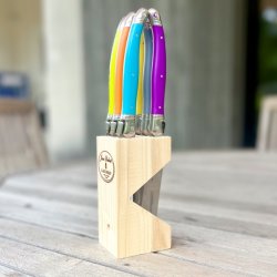 Franske steakknive i holder - Laguiole, friske farver 