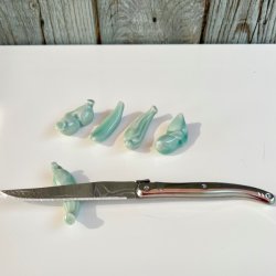 Knivsttte (st a' 5 stk) - turkis, keramik 