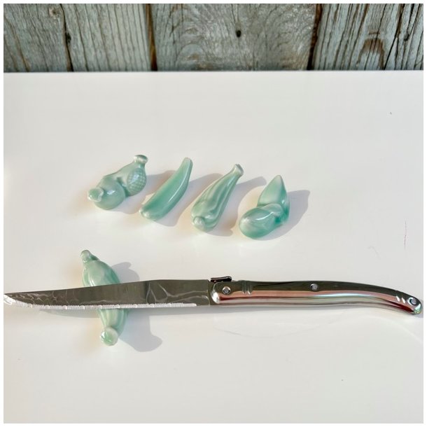 Knivsttte (st a' 5 stk) - turkis, keramik 