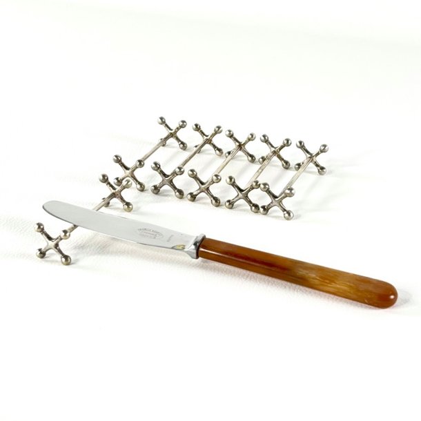 Knivsttte (st a' 6 stk) - Kryds, slvplet (patina)