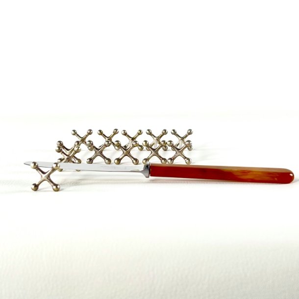 Knivsttte (st a' 6 stk) - Kryds, slvplet (patina)