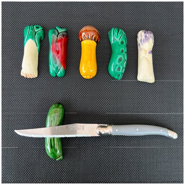 Knivsttte (st a' 6 stk) - Grntsager, keramik 