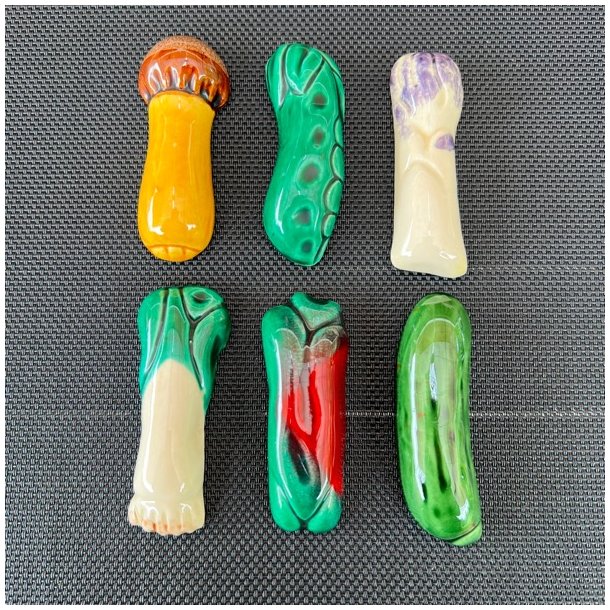 Knivsttte (st a' 6 stk) - Grntsager, keramik 