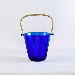 Isspand - koboltbl med messinghank