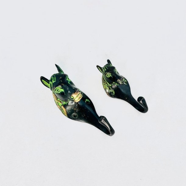 Knage - hestehoved i messing m/grnt