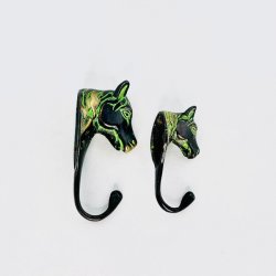 Knage - hestehoved i messing m/grnt