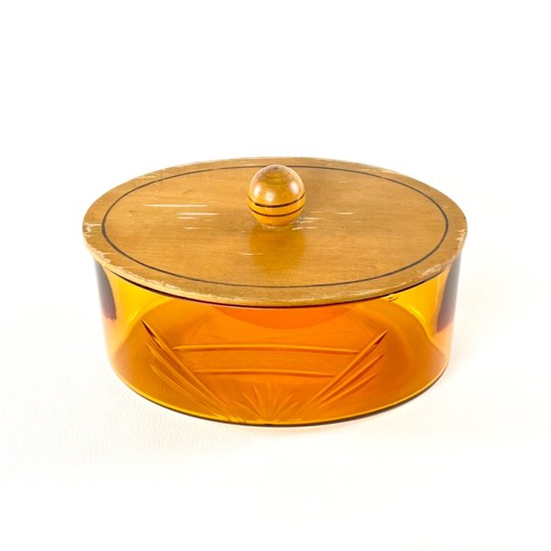 Vintage glasskl med trlg - gylden