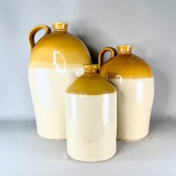 Saltglaserede krukker - sennepsfarvede