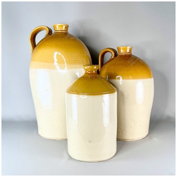 Saltglaserede krukker - sennepsfarvede