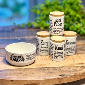 Krydderikrukker - hvid med opskrift