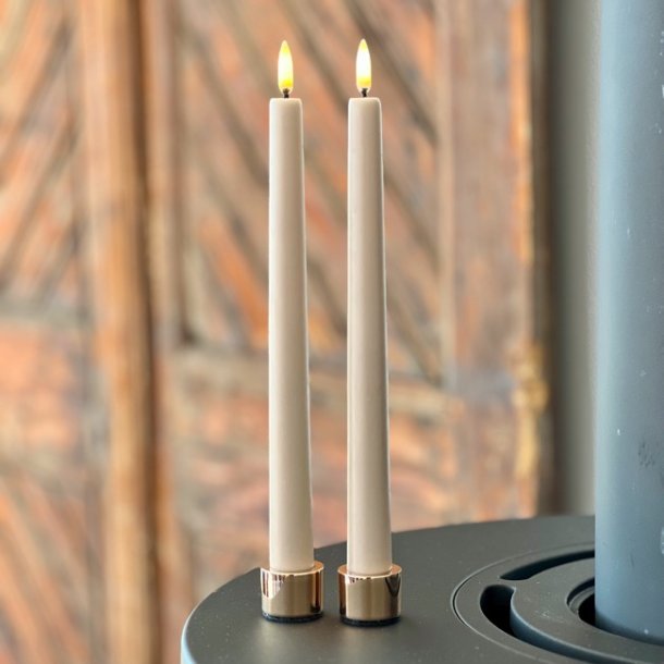 LED Taper Kronelys - beige (2 stk)