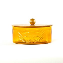 Vintage glasskl med trlg - gylden