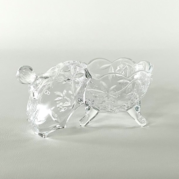 Bonbonniere - rund m/blomster og blade p lg