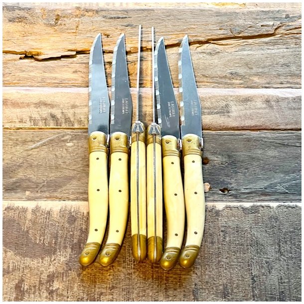 Franske steakknive (6 stk) - vintage Laguiole, ben 