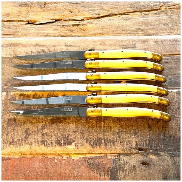 Franske steakknive (6 stk) - vintage Laguiole, ben 
