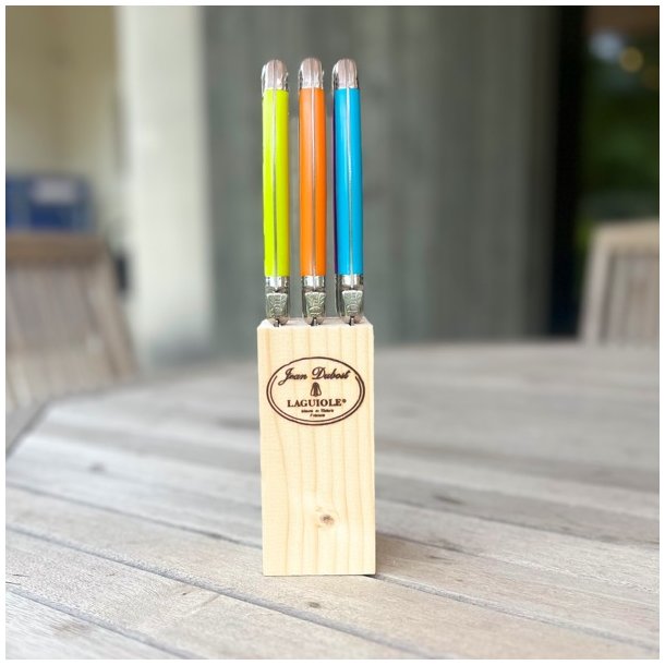 Franske steakknive i holder - Laguiole, friske farver 