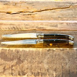 Franske steakknive - Laguiole, sort/gr meleret 