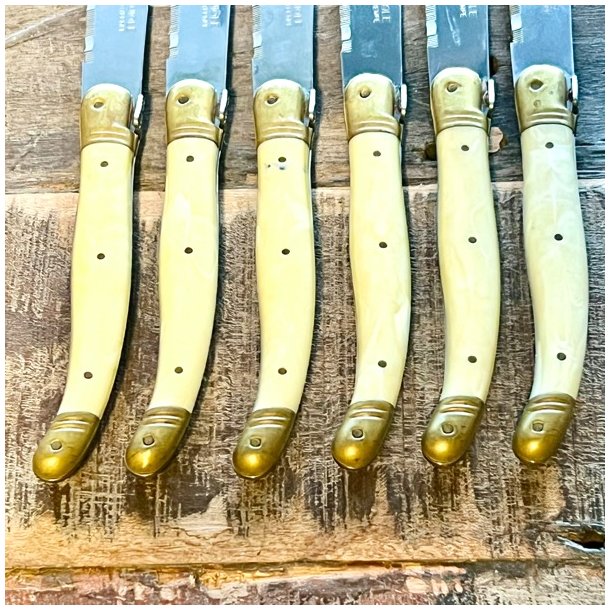 Franske steakknive (6 stk) - vintage Laguiole, ben 