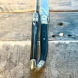 Franske steakknive - Laguiole, sort/gr meleret 