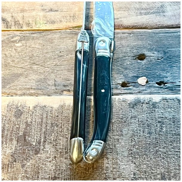 Franske steakknive - Laguiole, sort/gr meleret 