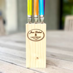 Franske steakknive i holder - Laguiole, friske farver 