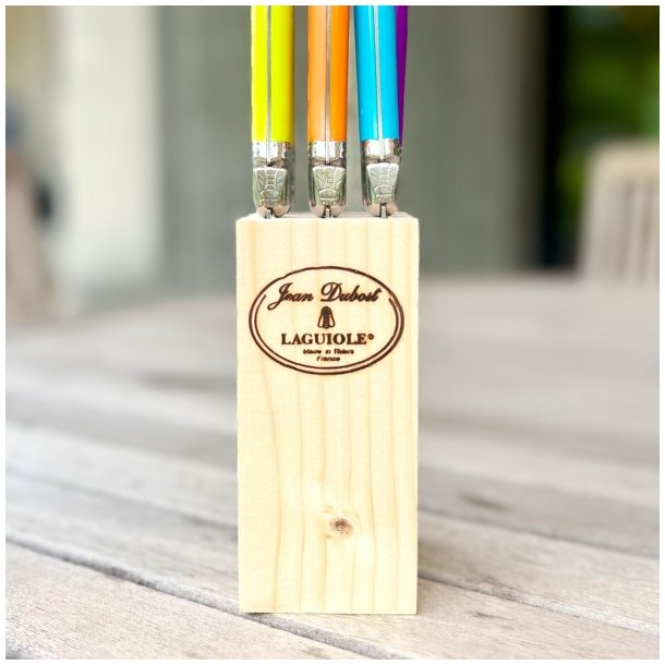 Franske steakknive i holder - Laguiole, friske farver 