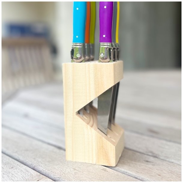 Franske steakknive i holder - Laguiole, friske farver 